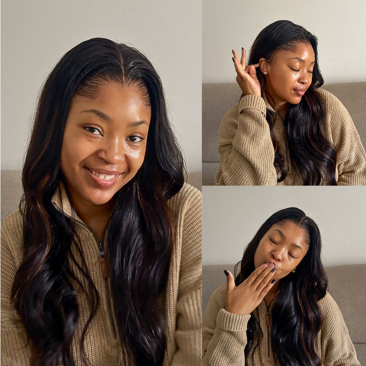 [kim.moleleki]'s Special Link Pre-do Lagos Hairline Flexi Fit Invisi Drawstring Cap Copper Ombre Highlights Silky Straight Glueless 13x4 Frontal HD Lace Wig Pre-Cut Lace