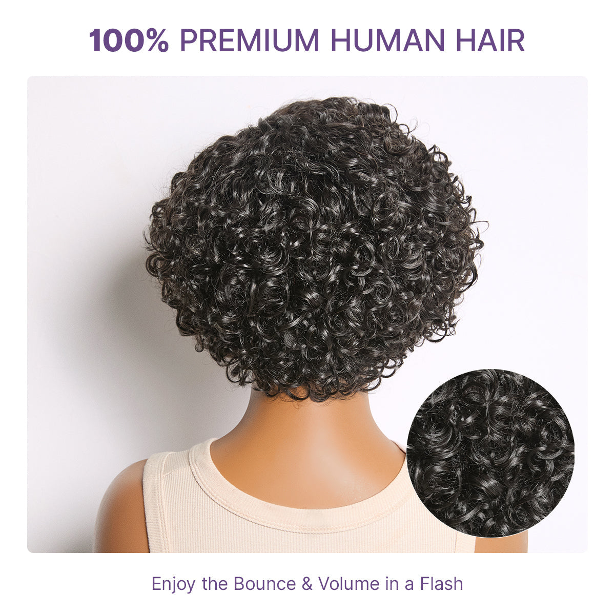 Natural Black / Brown Highlight Water Wave Pixie Cut Glueless Minimalist HD Lace Short Curly Wig