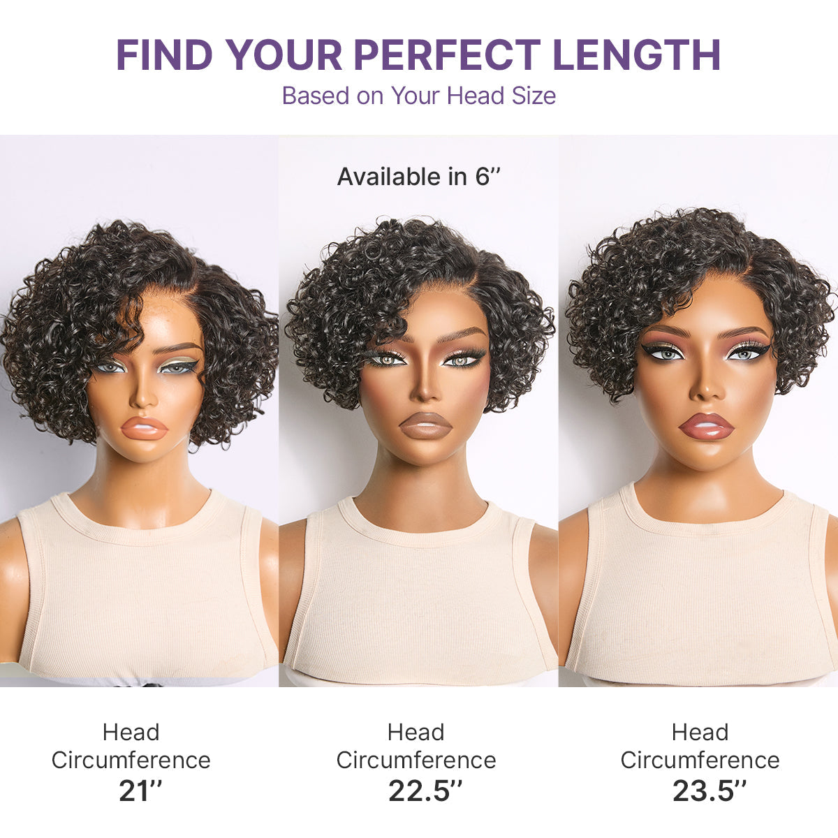 Natural Black / Brown Highlight Water Wave Pixie Cut Glueless Minimalist HD Lace Short Curly Wig