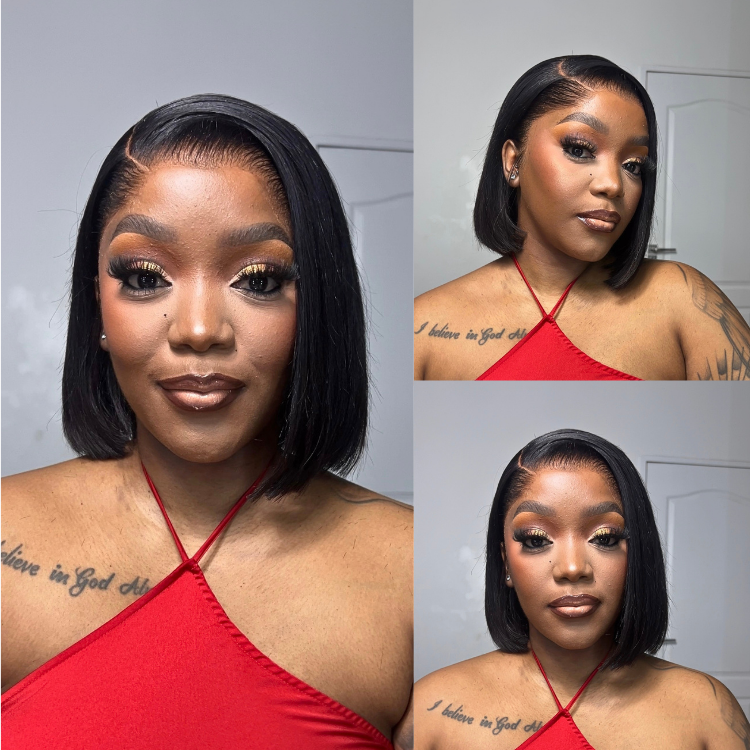 [kamo_leslie]'s Special Link Pre-do Lagos Hairline Flexi Fit Invisi Drawstring Cap Silky Straight Bob 13x4 Frontal HD Lace Wig Pre-Cut Lace