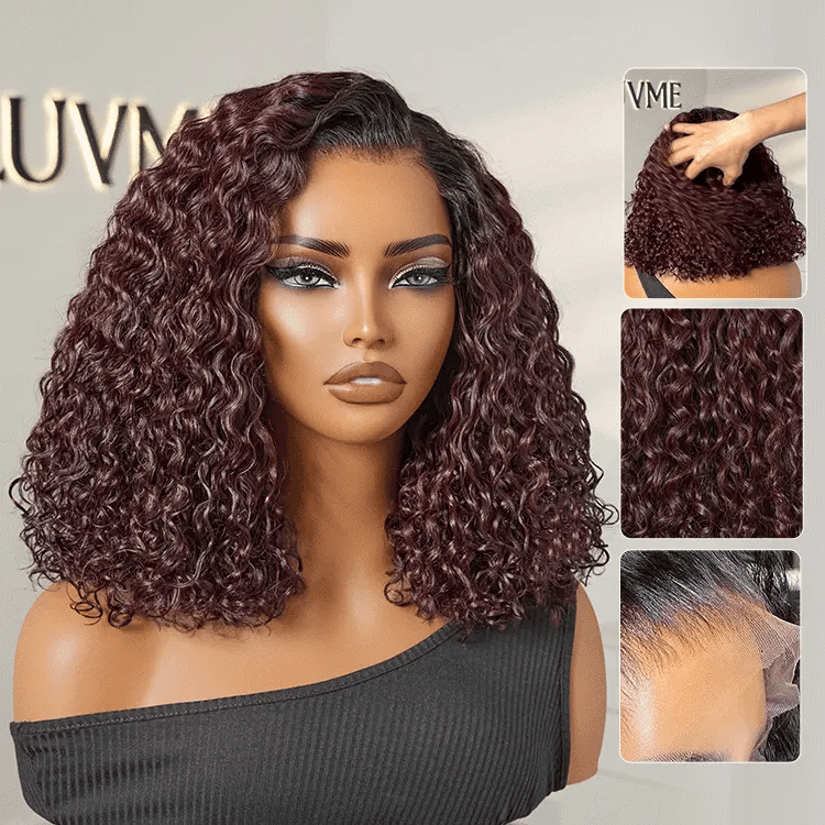 VolumeMAX™ 200% Density ReadytoGo Beginner Friendly Burgundy Glueless 5x5 Closure Lace HD Lace 14 inches Curly Wig