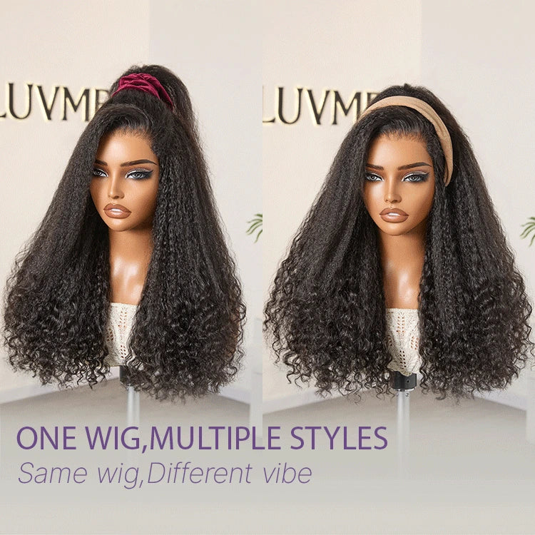 VolumeMAX™ 250% Density ReadytoGo Beginner Friendly Natural Black Glueless 5x5 Closure HD Lace 20 inches Kinky Straight to Curly Wig
