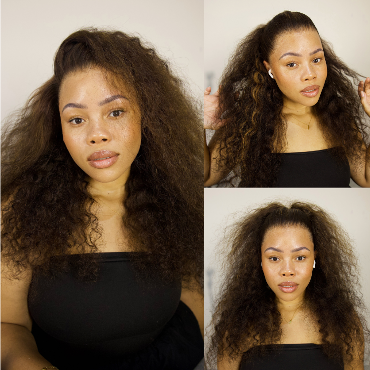 [phaellotshabalala]'s Special Link VolumeMAX™ 200% Density Brown Highlights Flexi-Fit Invisi Drawstring Cap Glueless 360 Lace Super Natural Hairline Water Wave Free Part 100% Human Hair Wig
