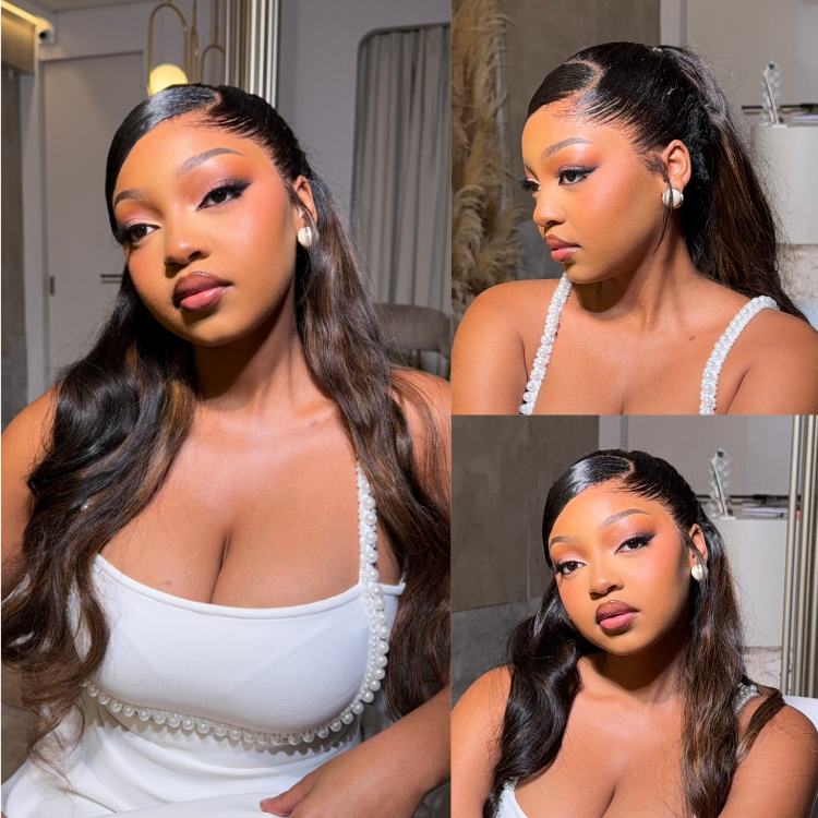[me.laaaani]'s Special Link Pre-do Lagos Hairline Flexi Fit Invisi Drawstring Cap Copper Ombre Highlights Silky Straight Glueless 13x4 Frontal HD Lace Wig Pre-Cut Lace