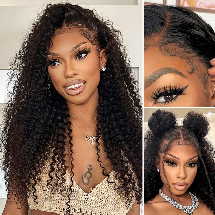 Worth | Regular Lace Natural Black Deep Curl 13x5 Frontal Lace Wig Free Part Pre-cut Lace