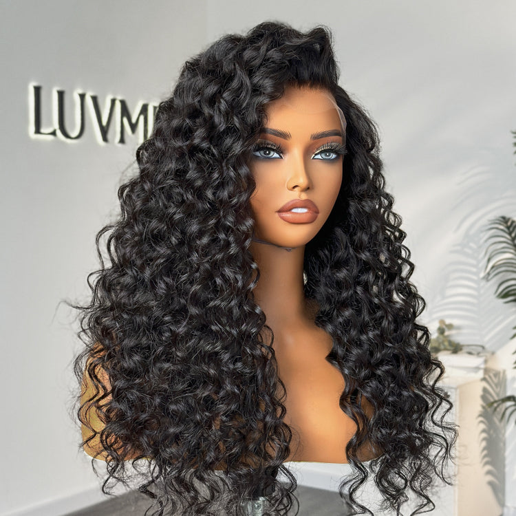 Worth | Regular Lace Natural Black Deep Curl 13x5 Frontal Lace Wig Free Part Pre-cut Lace