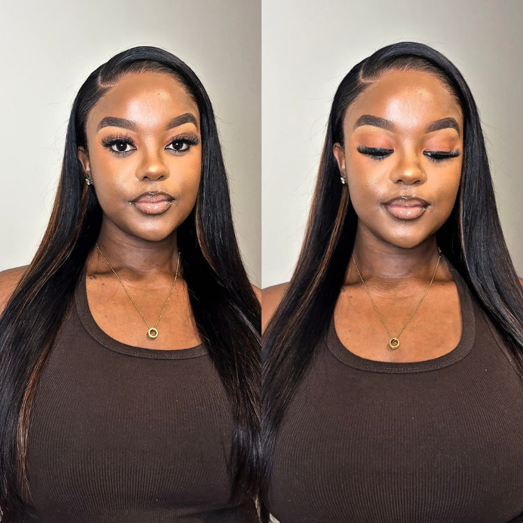 [nottsndelu]'s Special Link Pre-do Lagos Hairline Flexi Fit Invisi Drawstring Cap Copper Ombre Highlights Silky Straight Glueless 13x4 Frontal HD Lace Wig Pre-Cut Lace