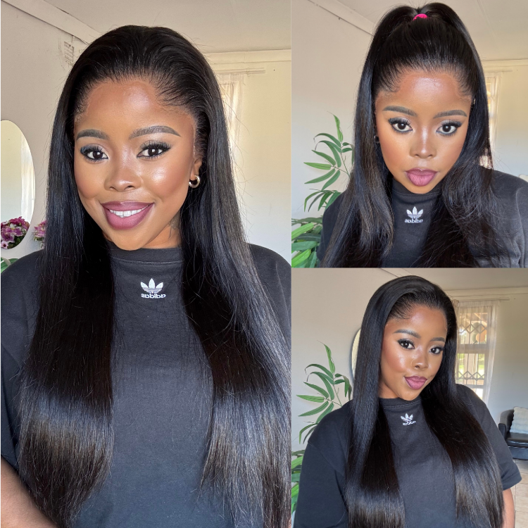 [bella_nkambule]'s Special Link Pre-do Lagos Hairline Flexi Fit Invisi Drawstring Cap Natural Black & Copper Ombre Highlights Silky Straight Glueless 13x4 Frontal HD Lace Wig Pre-Cut Lace