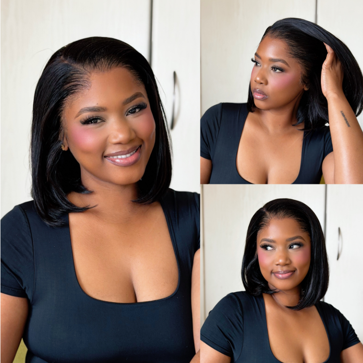 [missnonjabulo]'s Special Link Pre-do Lagos Hairline Flexi Fit Invisi Drawstring Cap Silky Straight Bob 13x4 Frontal HD Lace Wig Pre-Cut Lace