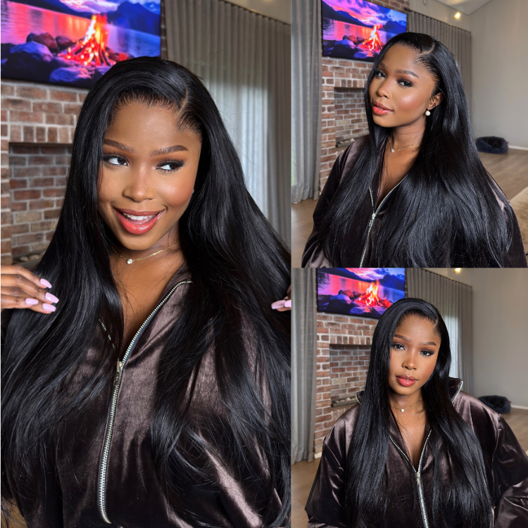 [neonontso_]'s Special Link Pre-do Lagos Hairline Flexi Fit Invisi Drawstring Cap Natural Black & Copper Ombre Highlights Silky Straight Glueless 13x4 Frontal HD Lace Wig Pre-Cut Lace