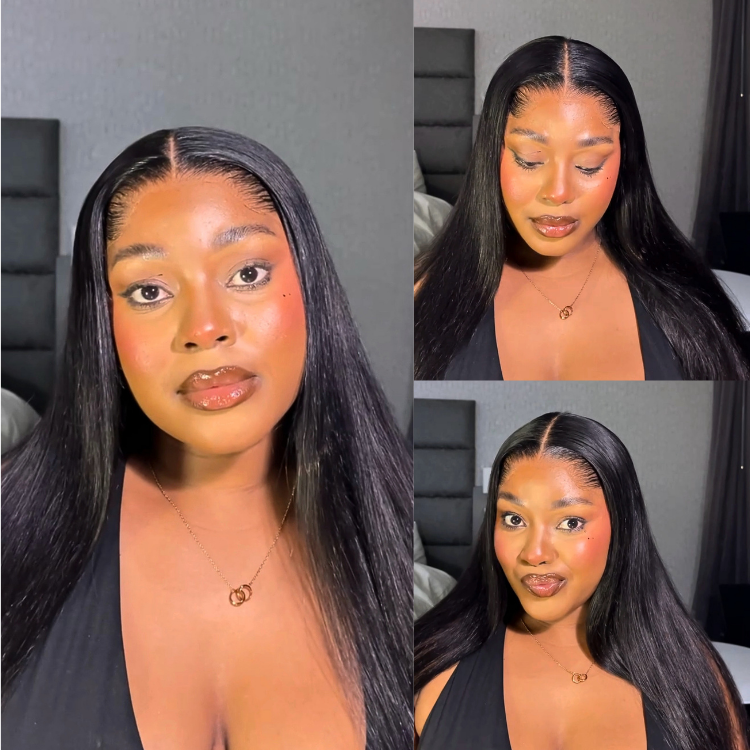 [zinenyawo.__]'s Special Link Pre-do Lagos Hairline Flexi Fit Invisi Drawstring Cap Natural Black & Copper Ombre Highlights Silky Straight Glueless 13x4 Frontal HD Lace Wig Pre-Cut Lace