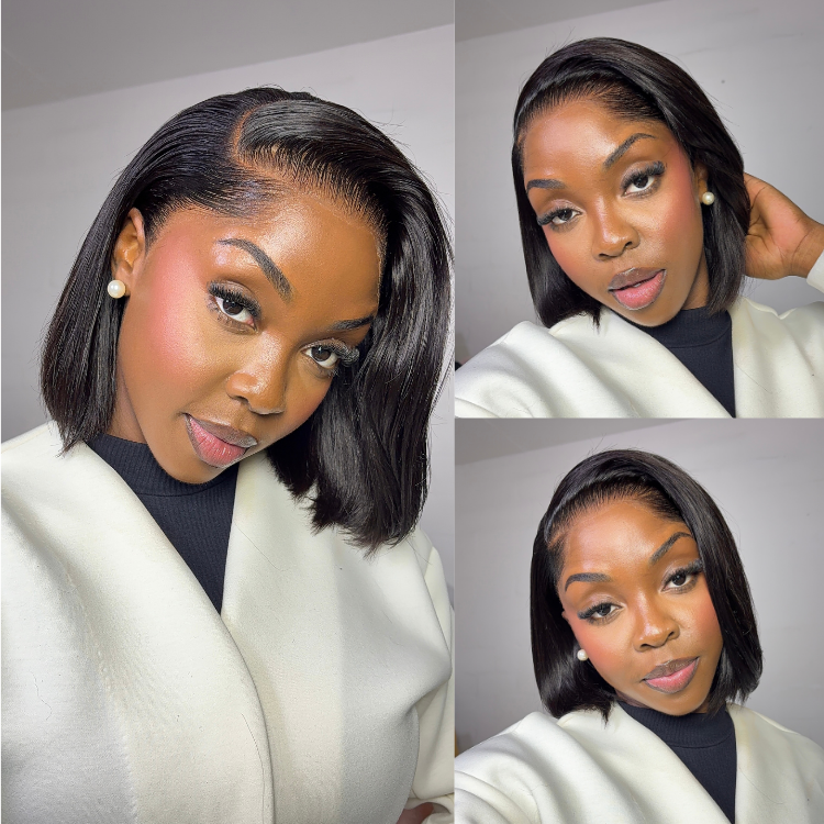 [dark.dindyy]'s Special Link Pre-do Lagos Hairline Flexi Fit Invisi Drawstring Cap Silky Straight Bob 13x4 Frontal HD Lace Wig Pre-Cut Lace