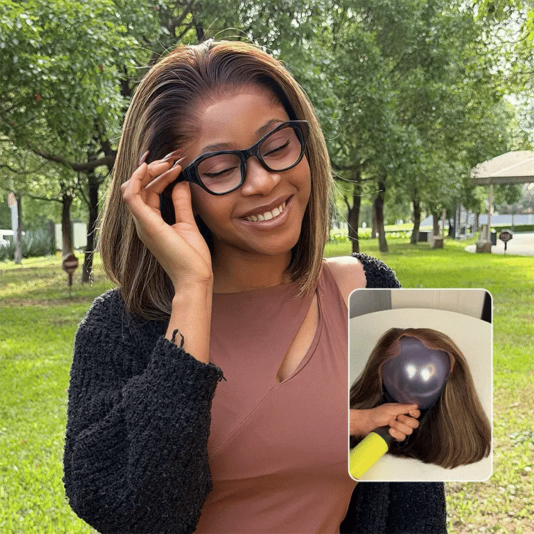 [asi.mbonge]'s Special Link Pre-do Lagos Hairline Flexi Fit Invisi Drawstring Cap 200% Density Blonde Highlight & Natural Black Silky Straight Bob Glueless 13x4 Frontal HD Lace Wig Pre-Cut Lace