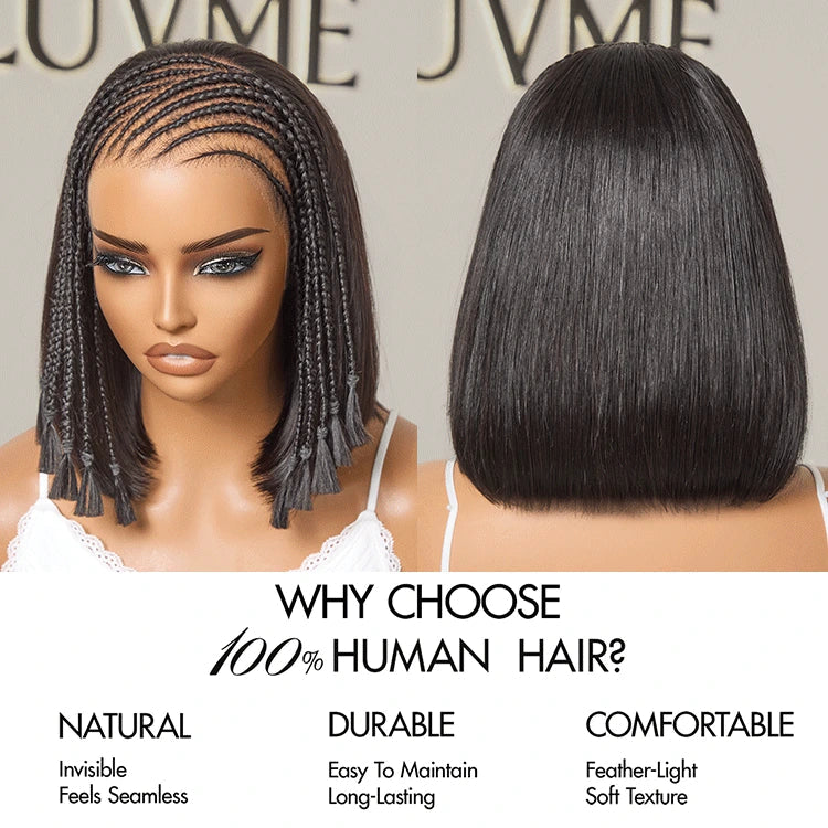[q.ueen.eth]'s Special Link VolumeMAX™ 200% Density Boho Braids Silky Straight Bob Glueless 13x4 Frontal HD Lace Wig Pre-Cut Lace