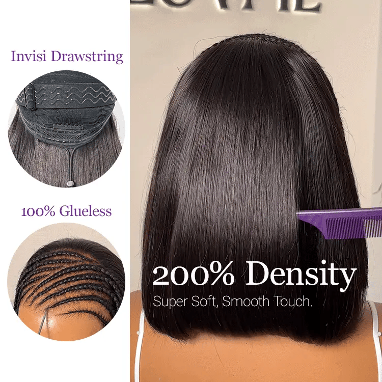 [q.ueen.eth]'s Special Link VolumeMAX™ 200% Density Boho Braids Silky Straight Bob Glueless 13x4 Frontal HD Lace Wig Pre-Cut Lace