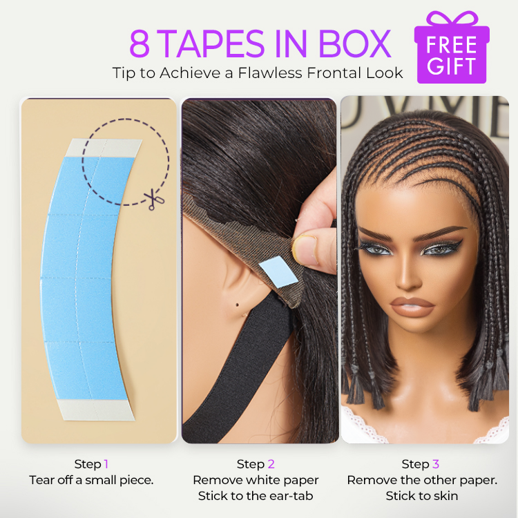 [xolatotomusic]'s Special Link VolumeMAX™ 200% Density Boho Braids Silky Straight Bob Glueless 13x4 Frontal HD Lace Wig Pre-Cut Lace