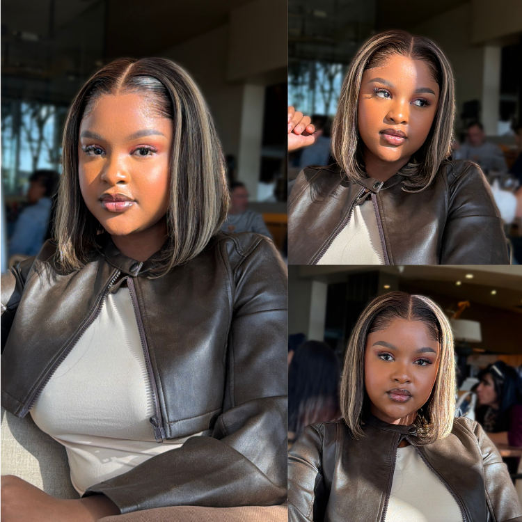 [xowlee_xowlee]'s Special Link Pre-do Lagos Hairline Flexi Fit Invisi Drawstring Cap 200% Density Blonde Highlight Silky Straight Bob Glueless 13x4 Frontal HD Lace Wig Pre-Cut Lace