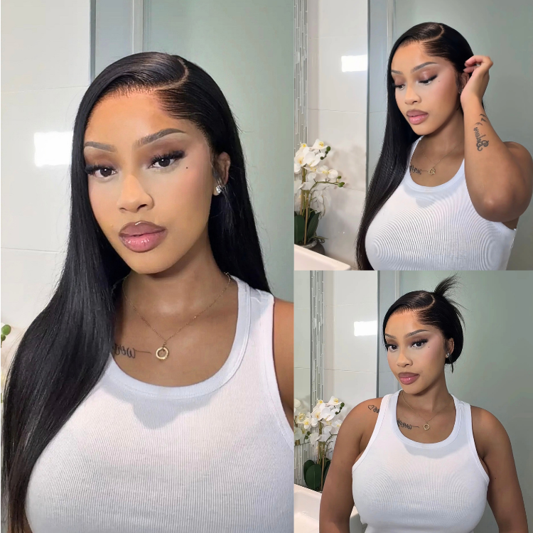 [sithebe_amanda]'s Special Link Pre-do Lagos Hairline Flexi Fit Invisi Drawstring Cap Natural Black & Copper Ombre Highlights Silky Straight Glueless 13x4 Frontal HD Lace Wig Pre-Cut Lace