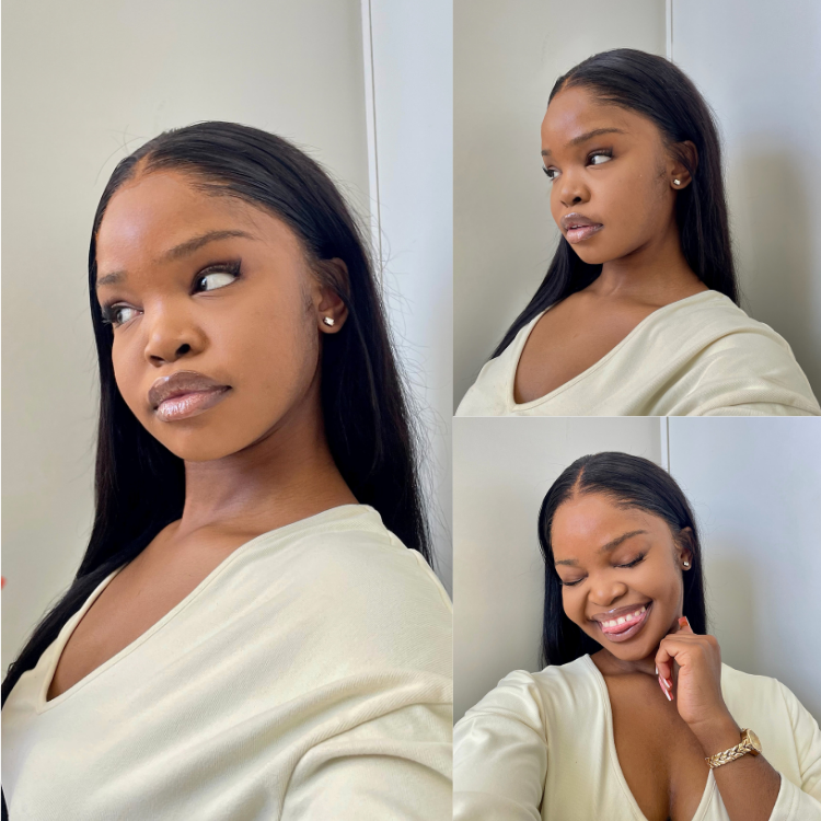 [kgaugelo.mamabolo]'s Special Link Pre-do Lagos Hairline Flexi Fit Invisi Drawstring Cap Natural Black & Copper Ombre Highlights Silky Straight Glueless 13x4 Frontal HD Lace Wig Pre-Cut Lace