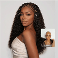Boho Fulani Braids Water Wave 13x4 Frontal Lace Wig 24 Inches Pre-cut Lace Human Hair