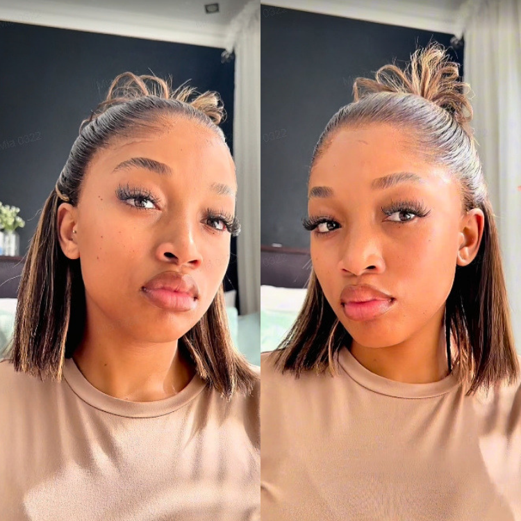 [khannnyiii]'s Special Link Pre-do Lagos Hairline Flexi Fit Invisi Drawstring Cap 200% Density Blonde Highlight Silky Straight Bob Glueless 13x4 Frontal HD Lace Wig Pre-Cut Lace