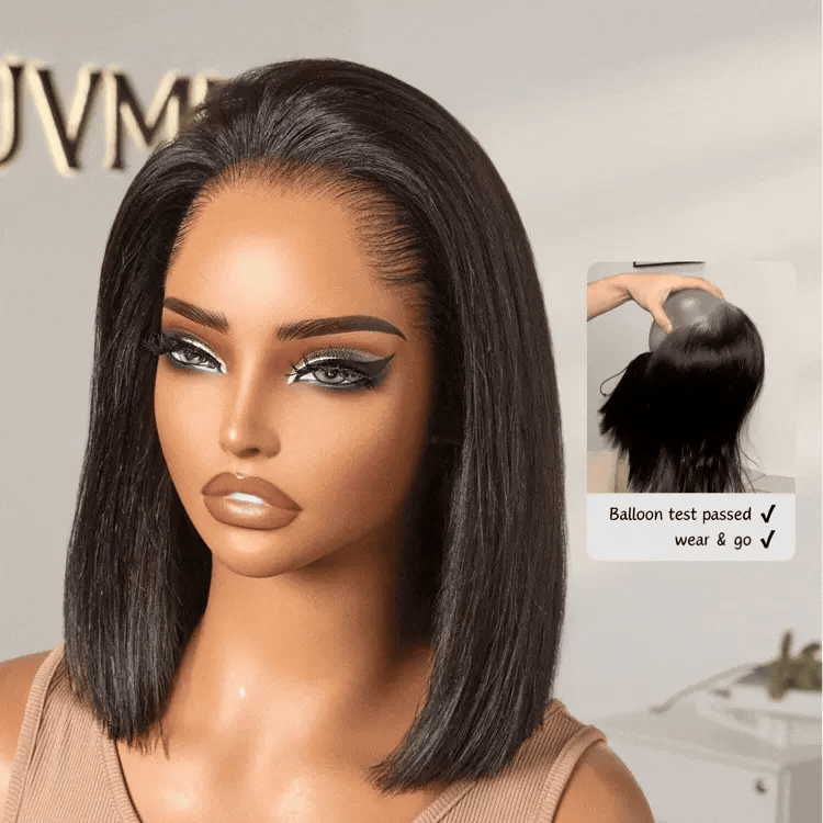 [boits_diale]'s Special Link Pre-do Lagos Hairline Flexi Fit Invisi Drawstring Cap 200% Density Blonde Highlight & Natural Black Silky Straight Bob Glueless 13x4 Frontal HD Lace Wig Pre-Cut Lace
