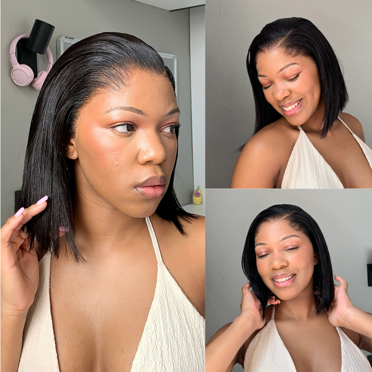 [ama_saidi]'s Special Link Pre-do Lagos Hairline Flexi Fit Invisi Drawstring Cap Silky Straight Bob 13x4 Frontal HD Lace Wig Pre-Cut Lace