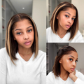 [tshegoteelux11]'s Special Link Pre-do Lagos Hairline Flexi Fit Invisi Drawstring Cap 200% Density Blonde Highlight & Natural Black Silky Straight Bob Glueless 13x4 Frontal HD Lace Wig Pre-Cut Lace