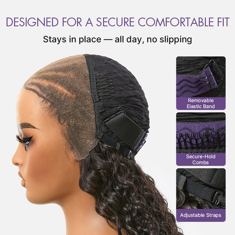 Boho Fulani Braids Water Wave 13x4 Frontal Lace Wig 24 Inches Pre-cut Lace Human Hair