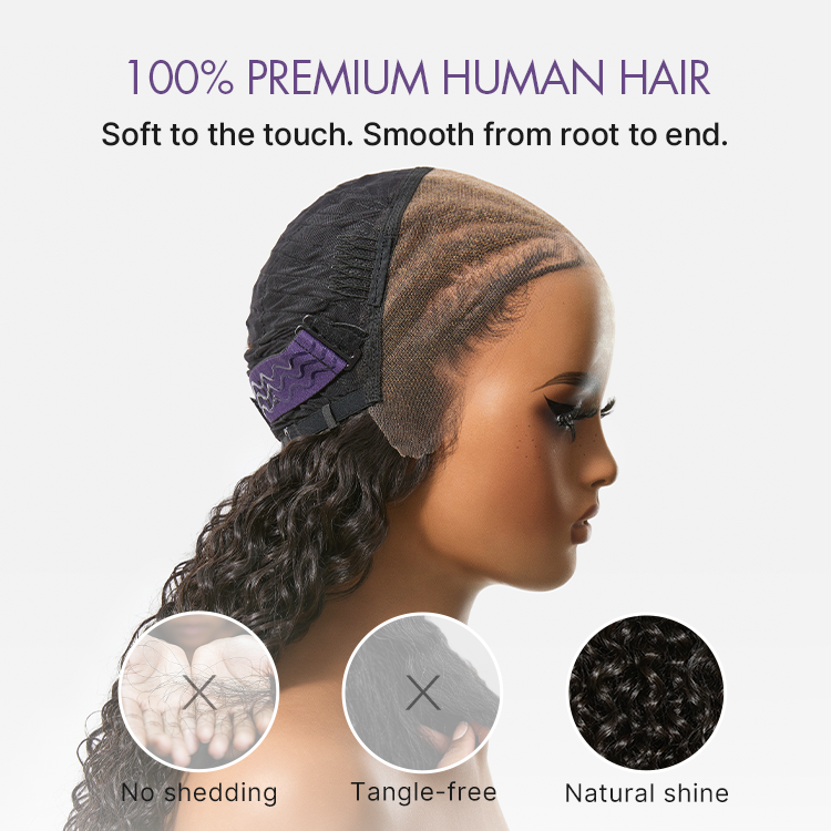 Boho Fulani Braids Water Wave 13x4 Frontal Lace Wig 24 Inches Pre-cut Lace Human Hair