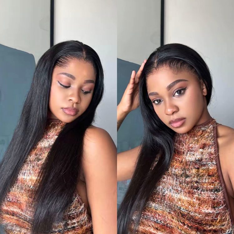 [mshinilekwadu]'s Special Link Pre-do Lagos Hairline Flexi Fit Invisi Drawstring Cap Natural Black & Copper Ombre Highlights Silky Straight Glueless 13x4 Frontal HD Lace Wig Pre-Cut Lace