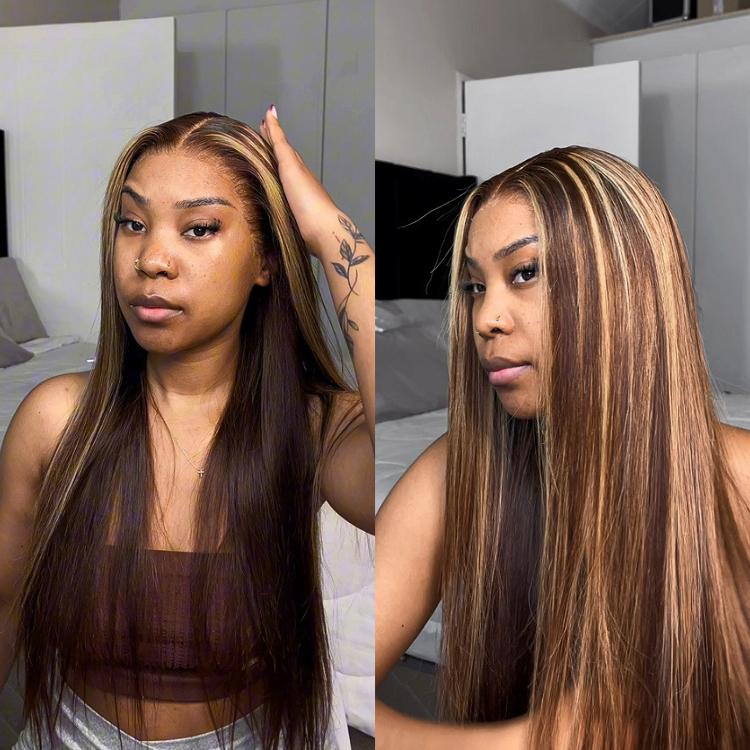 [vanessaablant]'s Special Link PreMax Wigs - Flexi-Fit Silky Straight Invisi Drawstring Cap Honey Blonde Highlight Glueless 13x4 Frontal Lace Human Hair Wig Pre-Cut Lace