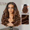 Custom | 300% High Density Ombre Brown Body Wave 4x4 Closure Lace Glueless 18 Inches Long Wig