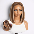 Ash Blonde Highlight Glueless 5x5 HD Closure Lace Bob Wig Pre-Cut Lace Flexi-Fit Drawstring Cap