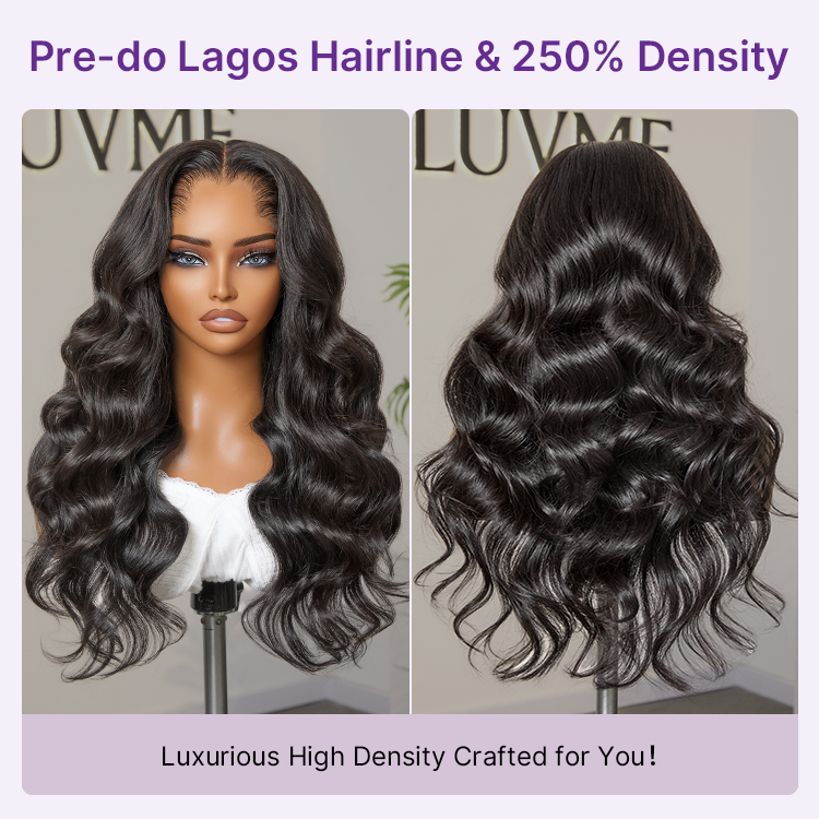 Custom | Pre-do Lagos Hairline 250% Density Loose Body Wave 13x4 Frontal Lace Glueless 20 Inches Long Wig