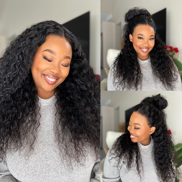 [bukeka.morobe]'s Special Link VolumeMAX™ 180% / 220% Density Water Wave Glueless Flexi-Fit Drawstring 13x4 Frontal Lace Fluffy Curly Wig Pre-Cut Lace
