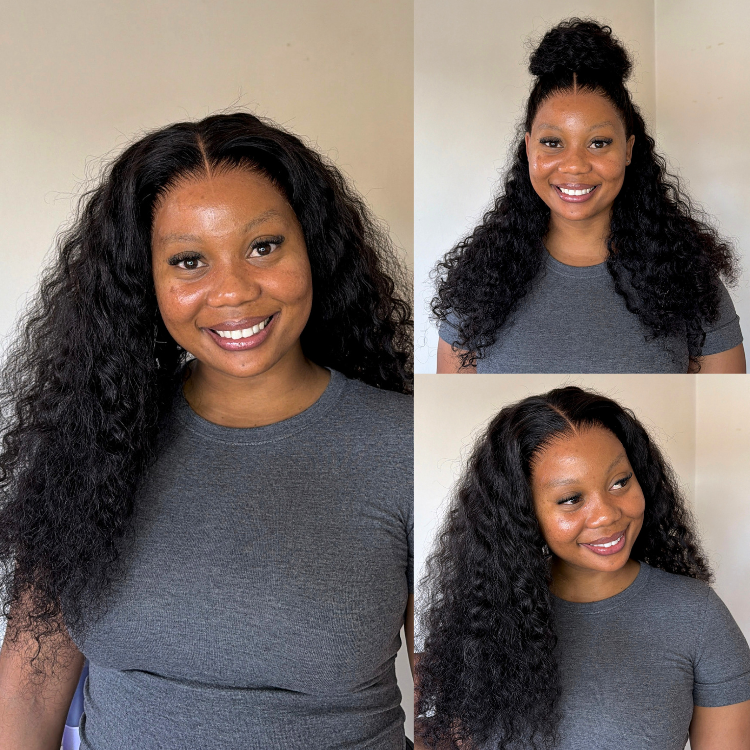 [_lukhozi_n]'s Special Link PreMax Wigs | Flexi-Fit Invisi Drawstring Cap 360 Lace HD Lace Natural Black & Brown Highlights Water Wave Wig Pre-Cut Lace