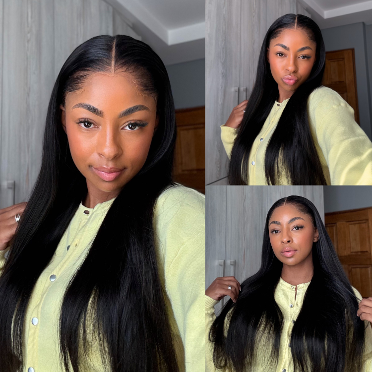 [mrsmo_official]'s Special Link Pre-do Lagos Hairline Flexi Fit Invisi Drawstring Cap Natural Black & Copper Ombre Highlights Silky Straight Glueless 13x4 Frontal HD Lace Wig Pre-Cut Lace