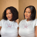 [boitumeelo]'s Special Link 180% Density Deep Curl Bob 4x4 Closure Lace 12 inches Wig+Blunt Cut Bob 4x4 Closure Lace 08 inches Wig
