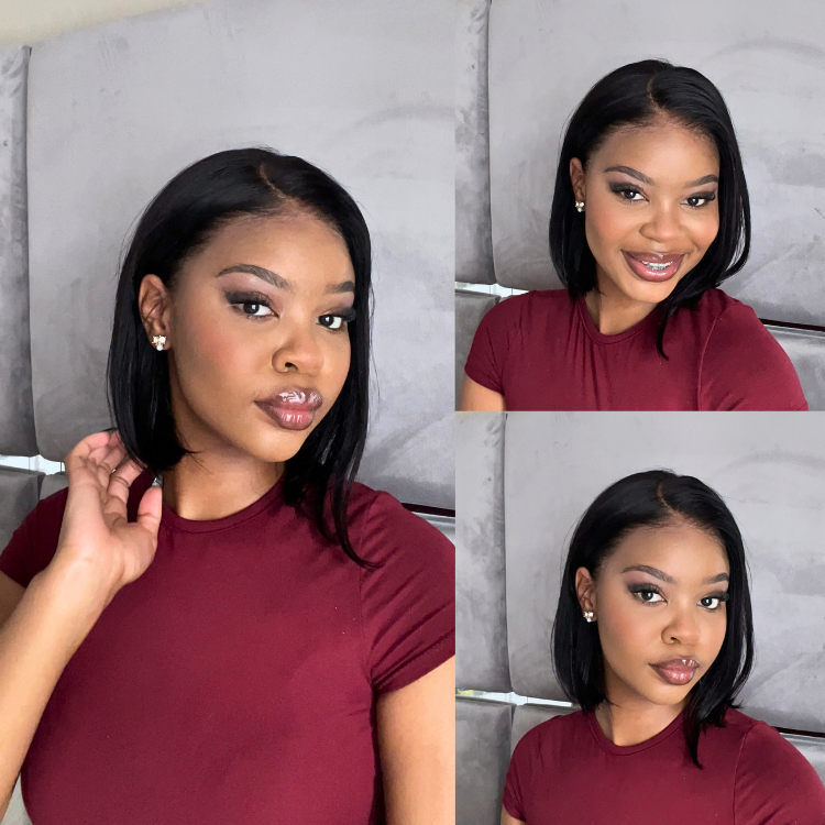 [sihleee.t]'s Special Link NatureMAX™ Silky Blunt Cut Bob Glueless Ear-to-ear 13x4 HD Lace Front Wig Pre-Cut Lace Flexi-Fit Drawstring Cap