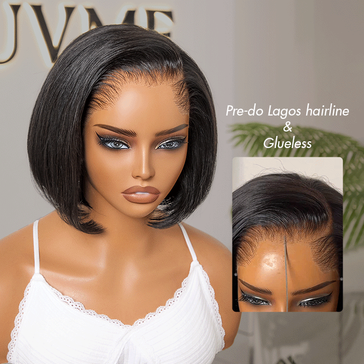 [remofilwe__]'s Special Link Pre-do Lagos Hairline Flexi Fit Invisi Drawstring Cap 180% Density Natural Black Pixie Cut Bob Glueless 13x4 Frontal HD Lace Wig 08 Inches