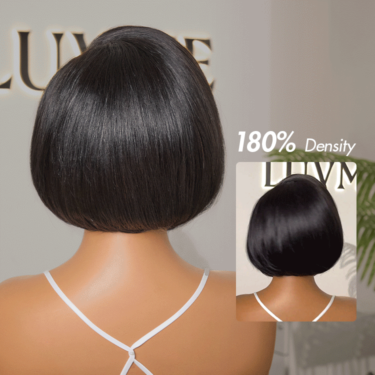 [zinenyawo.__]'s Special Link Pre-do Lagos Hairline Flexi Fit Invisi Drawstring Cap 180% Density Natural Black Pixie Cut Bob Glueless 13x4 Frontal HD Lace Wig 08 Inches