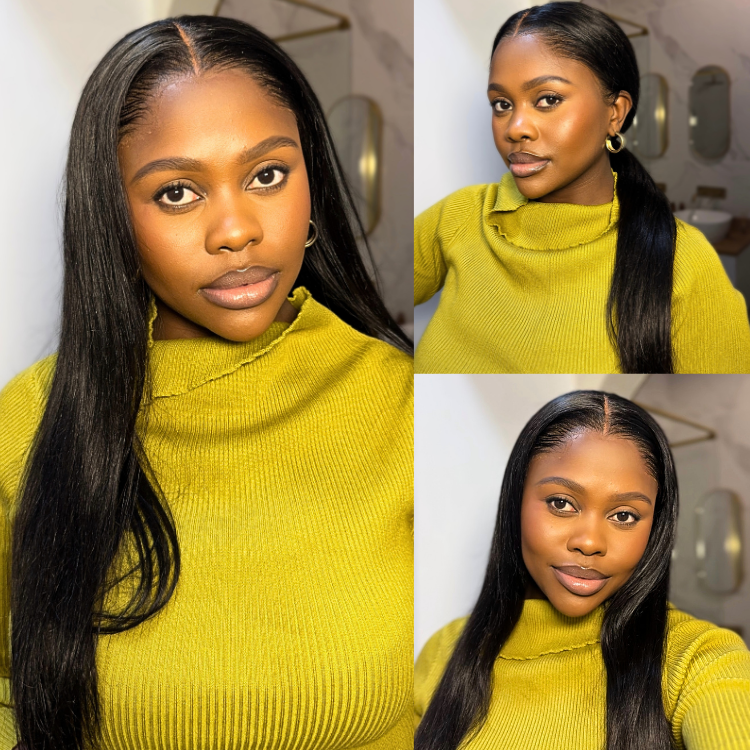 [zona_davani]'s Special Link Pre-do Lagos Hairline Flexi Fit Invisi Drawstring Cap Natural Black & Copper Ombre Highlights Silky Straight Glueless 13x4 Frontal HD Lace Wig Pre-Cut Lace