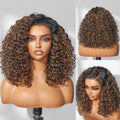 outlet I SouthKiss All-Day Comfort™ Wig Brown Highlight Deep Wave Glueless Minimalist HD Lace Curly Wig Pre-Cut Lace