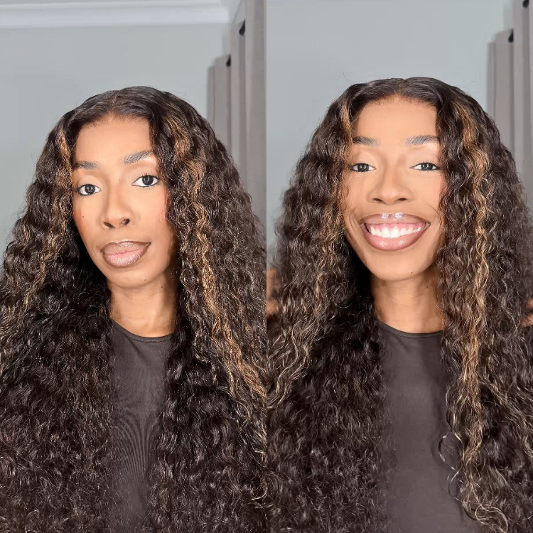 [zeexonline]'s Special Link SouthKiss All-Day Comfort™ Wig PartingMax Brown Highlights Funmi Curly 7x6 Closure HD Lace Glueless Wig Pre Cut Lace