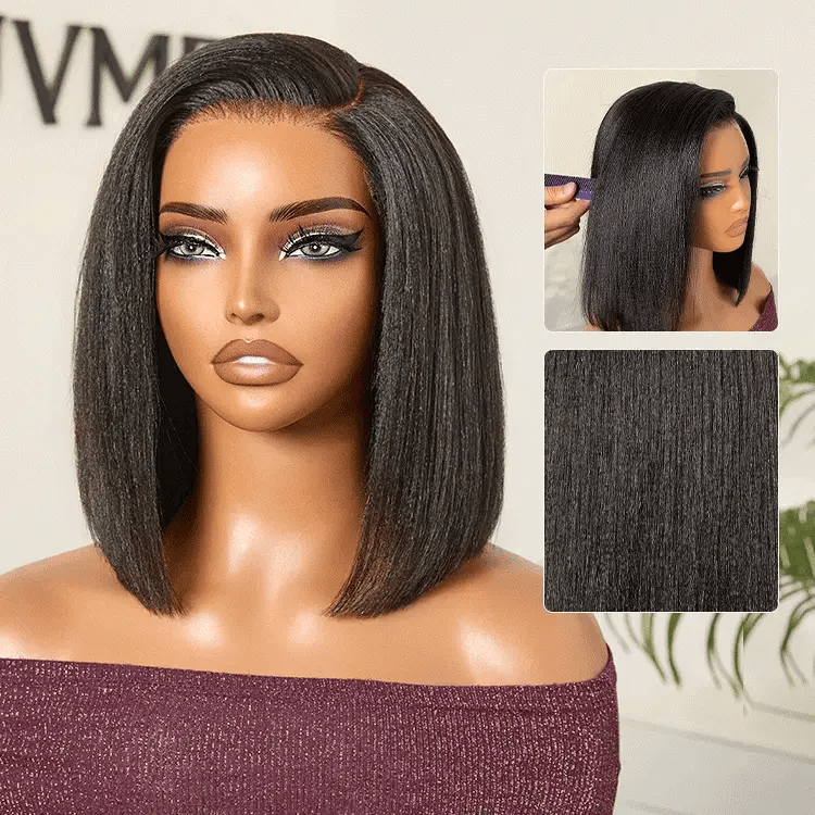 VolumeMAX™ 200% Density Ready to Go Yaki Straight Glueless Minimalist HD Lace Short Bob Wig Pre-Cut Lace