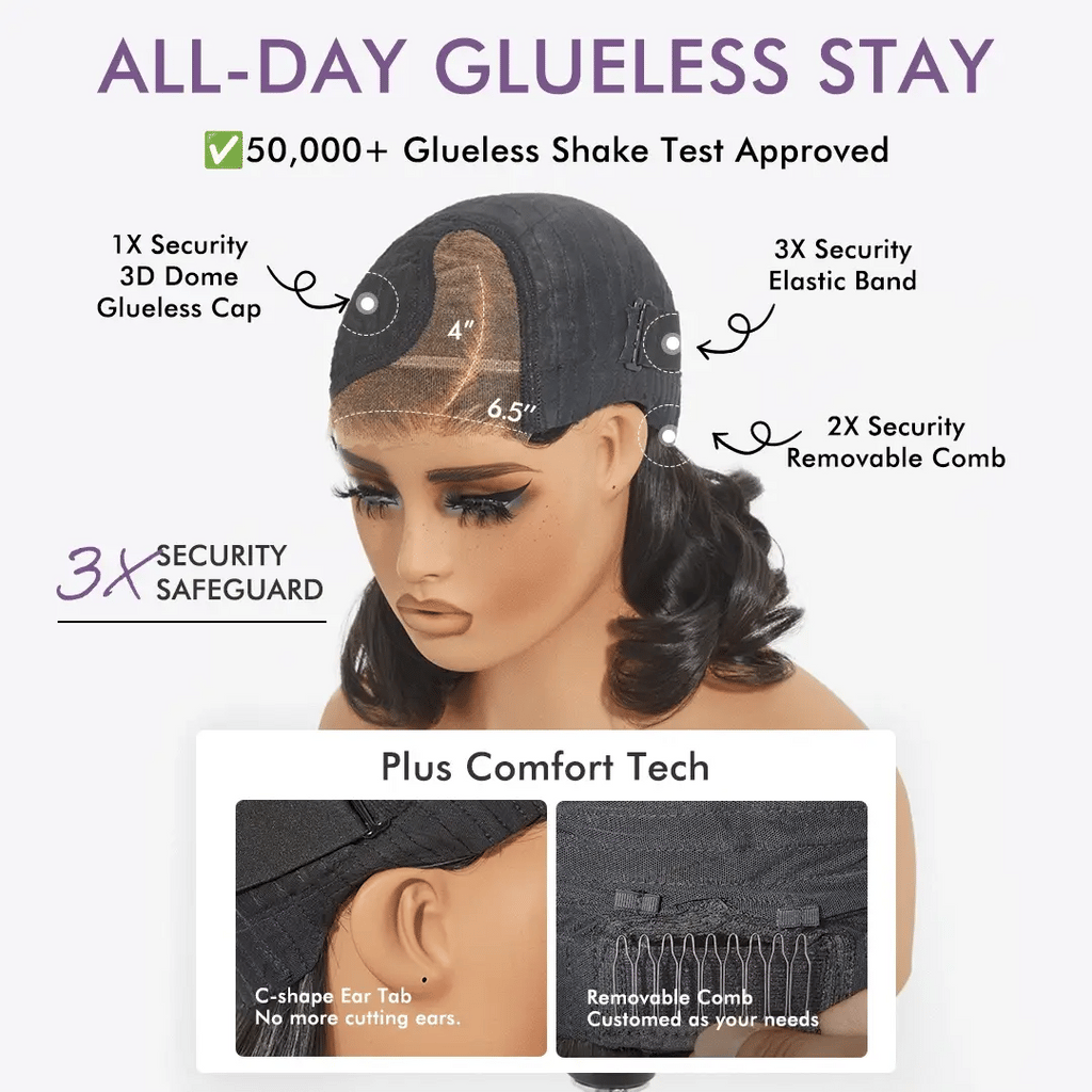[zoey_maka]'s Special Link VolumeMAX™ 200% Density Ready to Go Yaki Straight Glueless Minimalist HD Lace Short Bob Wig Pre-Cut Lace
