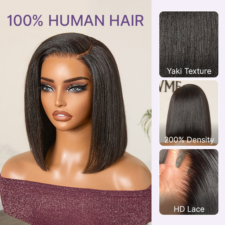 [morgantasneem]'s Special Link VolumeMAX™ 200% Density Ready to Go Yaki Straight Glueless Minimalist HD Lace Short Bob Wig Pre-Cut Lace