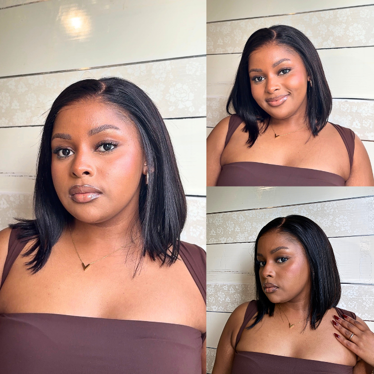 [mphomodisha]'s Special Link NatureMAX™ Silky Blunt Cut Bob Glueless Ear-to-ear 13x4 HD Lace Front Wig Pre-Cut Lace Flexi-Fit Drawstring Cap