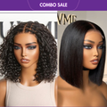 2 For 1 | Bob 4x4 Closure Lace 08 inches Wig+Boho Braids Deep Curly 5x5 Closure Curly Wig